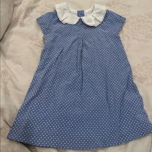 Blue Polka Dot Dress with White Collar